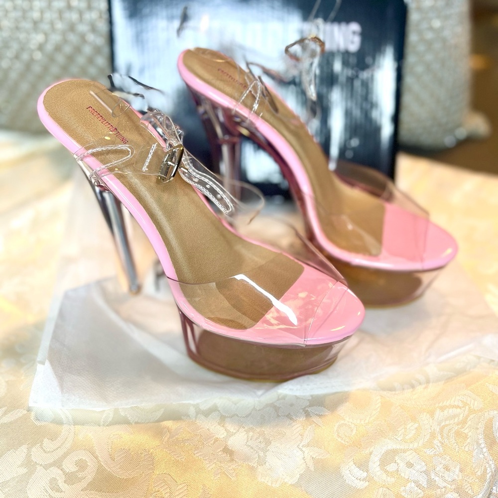 Pink extreme Clear Platform Sandal